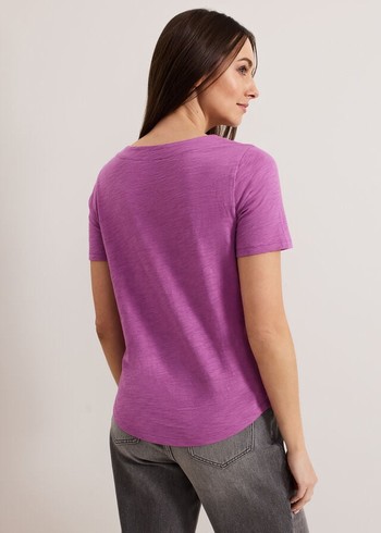 Phase Eight Elspeth V Neck T Shirts Purple USA | 1740589-SG